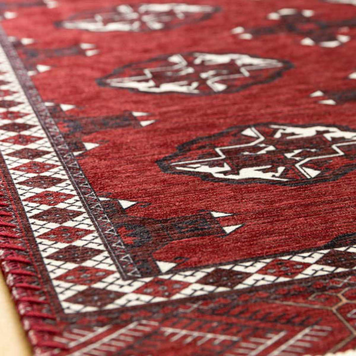 ラグトルクメン風プリントラグ190×190ｃｍターコイズ