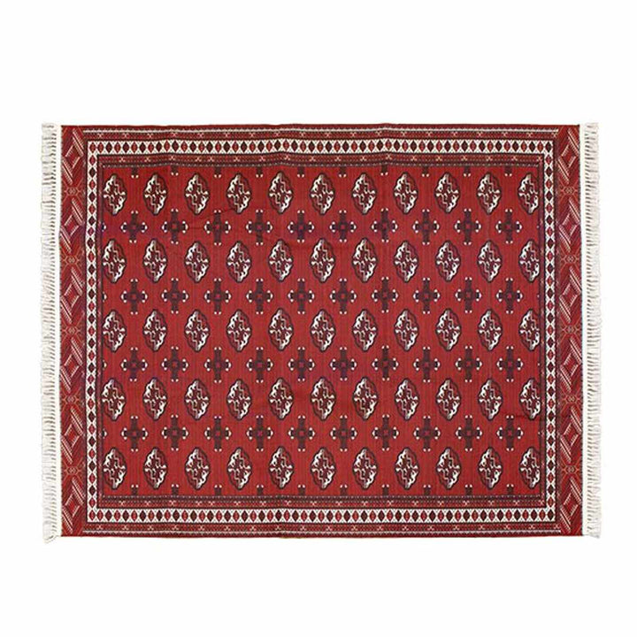 ラグトルクメン風プリントラグ190×240ｃｍターコイズ