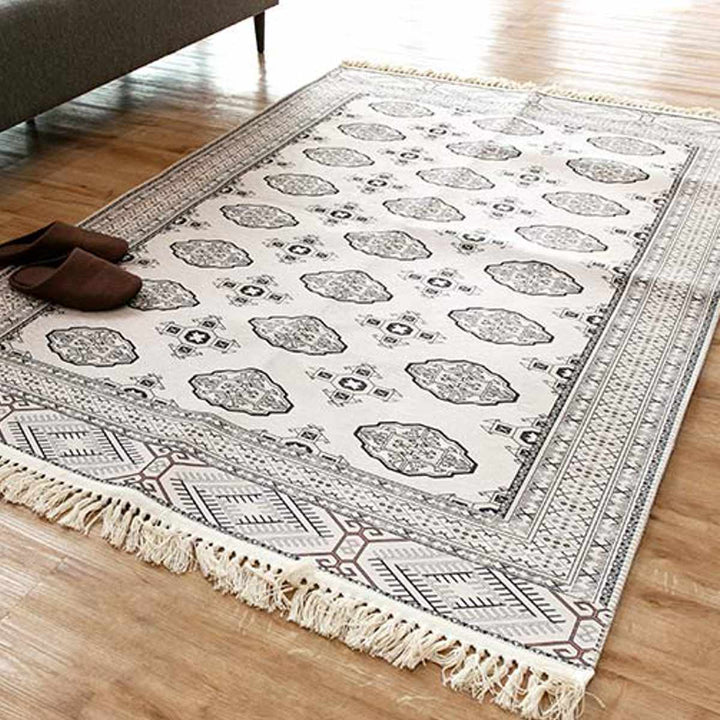 ラグトルクメン風プリントラグ190×240ｃｍターコイズ