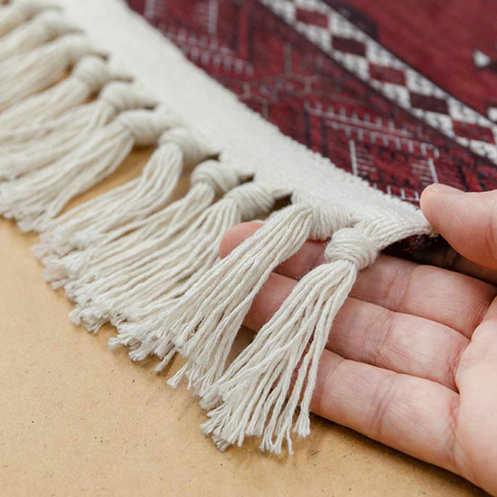 ラグトルクメン風プリントラグ190×240ｃｍターコイズ