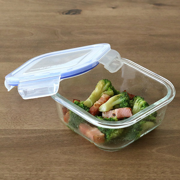 保存容器ガラス製500ml角型パチッとロック