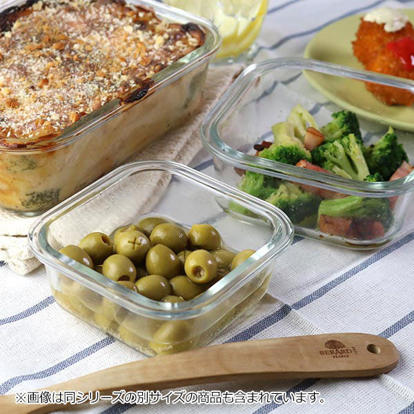 保存容器ガラス製500ml角型パチッとロック