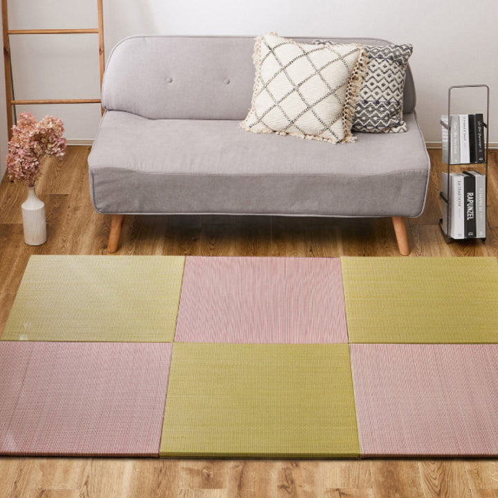 ユニット畳置き畳四季約65×65滑り止め付きブルー