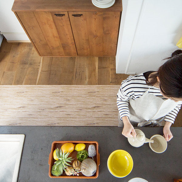 キッチンマット60×180cm拭けるキッチンマットウッド調