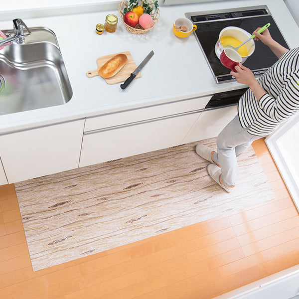 キッチンマット60×180cm拭けるキッチンマットウッド調