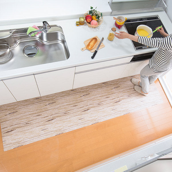 キッチンマット60×240cm拭けるキッチンマットウッド調