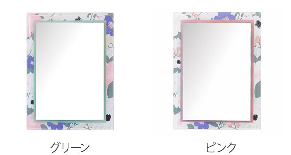 ミラー3WAYウォールミラースタンドミラー卓上ハンドミラー手鏡鏡かがみ花柄角型長方形