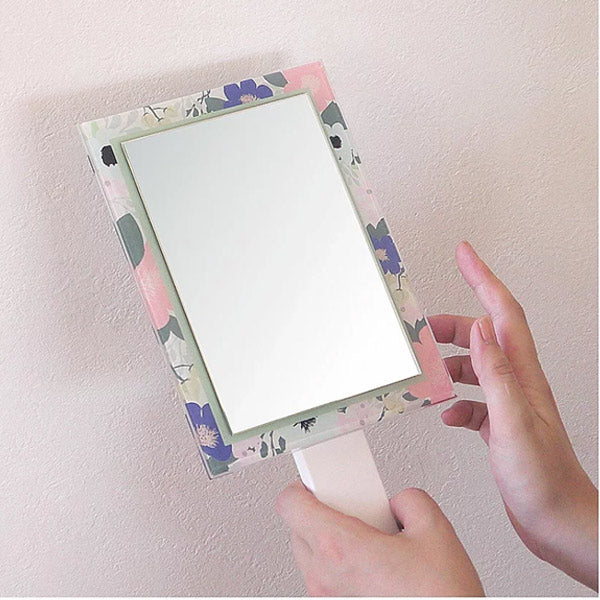 ミラー3WAYウォールミラースタンドミラー卓上ハンドミラー手鏡鏡かがみ花柄角型長方形