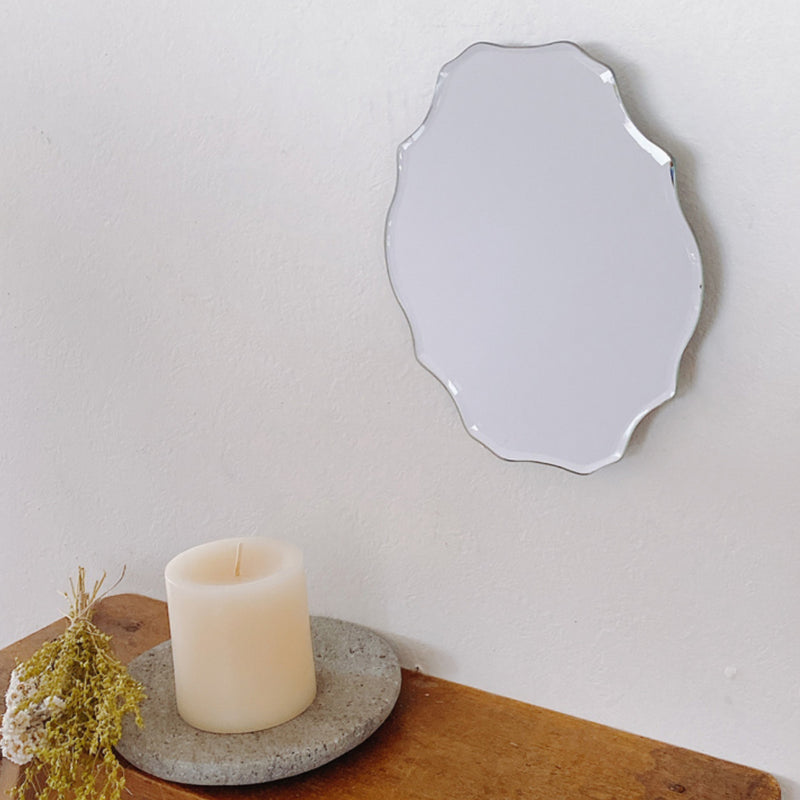 ミラー２WAYスタンドミラー壁掛け楕円ウォールミラー卓上鏡かがみノンフレーム化粧鏡