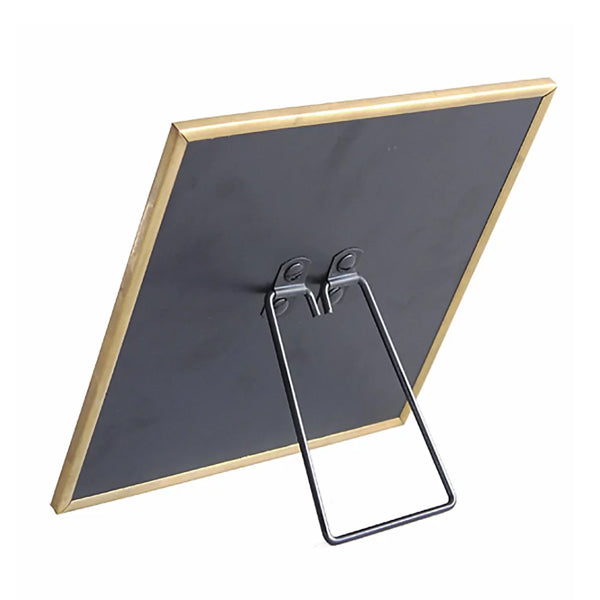 ミラースタンドミラー高さ19.8cm卓上鏡かがみアンティーク調真鍮フレーム角型正方形