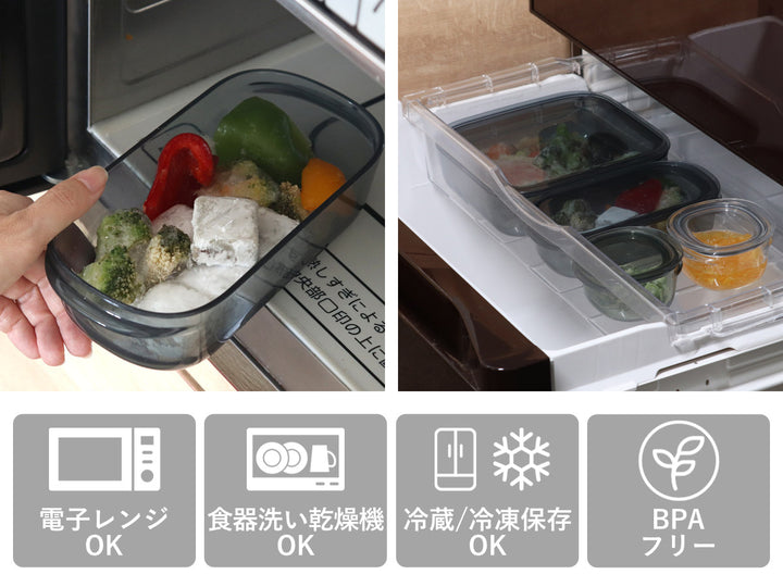 保存容器520ml調理ができる保存容器収納トレー付きMサイズ3個入