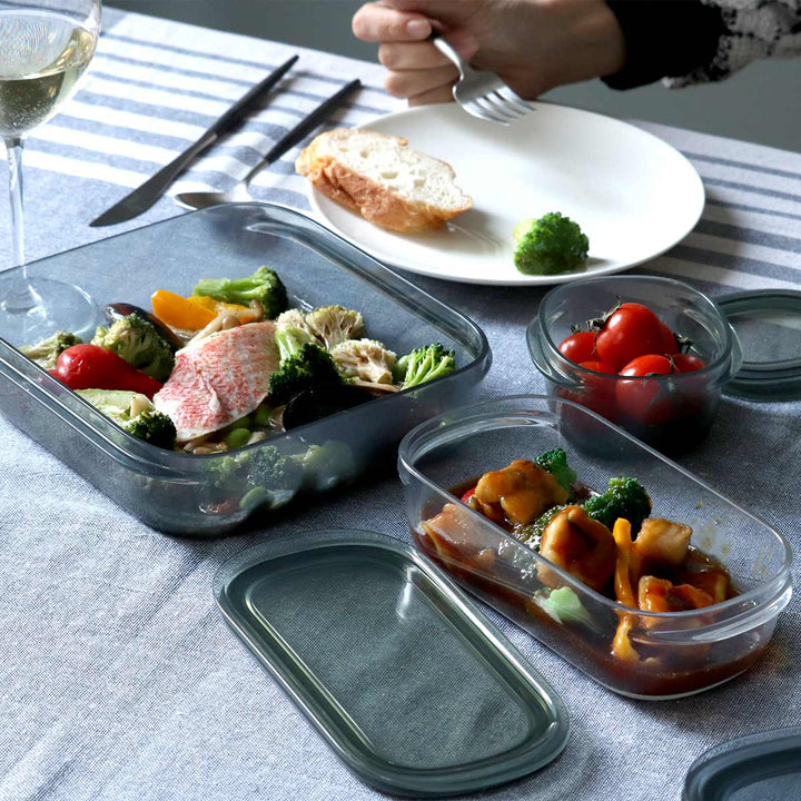 保存容器520ml調理ができる保存容器収納トレー付きMサイズ3個入