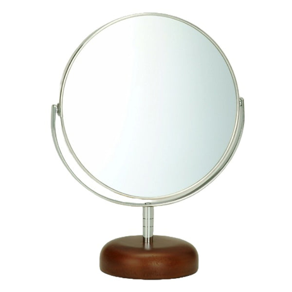 ミラー高さ18.5cm5インチ卓上両面スタンドミラー拡大鏡木製天然木鏡かがみ化粧鏡
