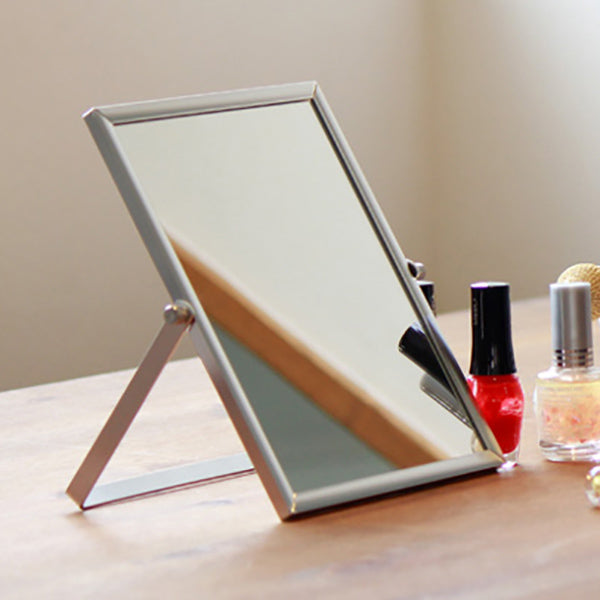ミラー高さ19.5cm卓上角度調節スタンドミラーアルミミラー鏡かがみ化粧鏡