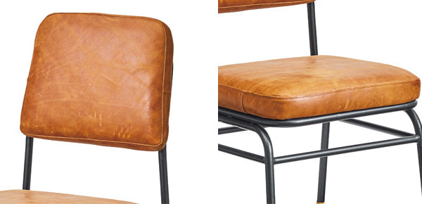 チェア座面高45cmレザー本革椅子イスダイニングチェアヴィンテージ調クッション