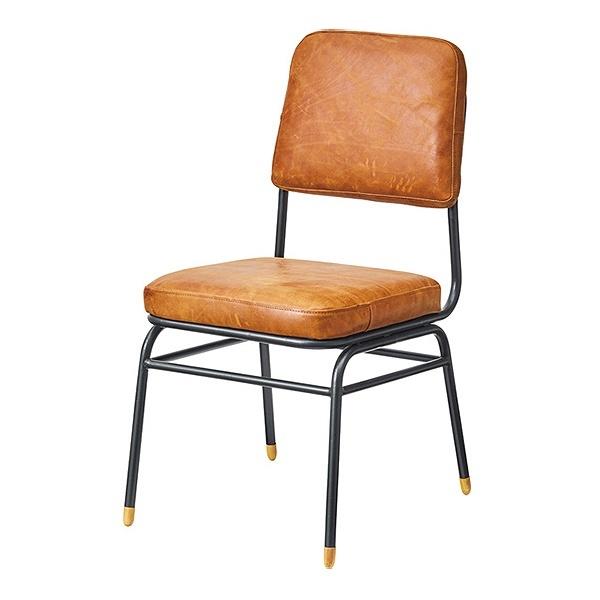 チェア座面高45cmレザー本革椅子イスダイニングチェアヴィンテージ調クッション