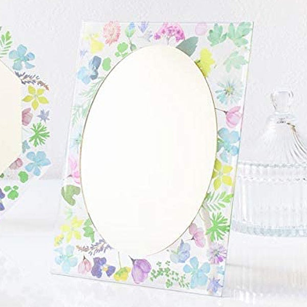 ミラー幅15cmウォールミラースタンドミラー手鏡花柄壁掛け卓上ハンドミラーミラー鏡かがみ