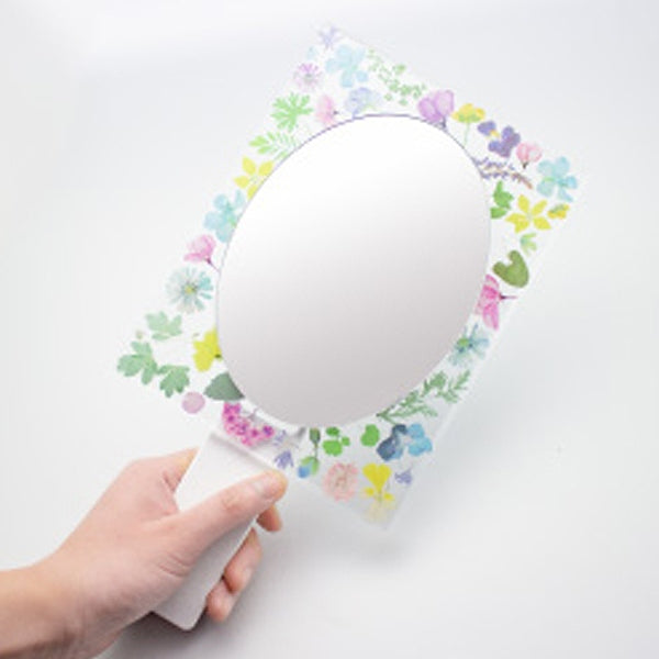 ミラー幅15cmウォールミラースタンドミラー手鏡花柄壁掛け卓上ハンドミラーミラー鏡かがみ