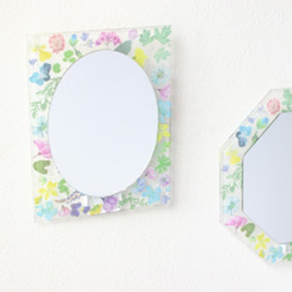 ミラー幅15cmウォールミラースタンドミラー手鏡花柄壁掛け卓上ハンドミラーミラー鏡かがみ