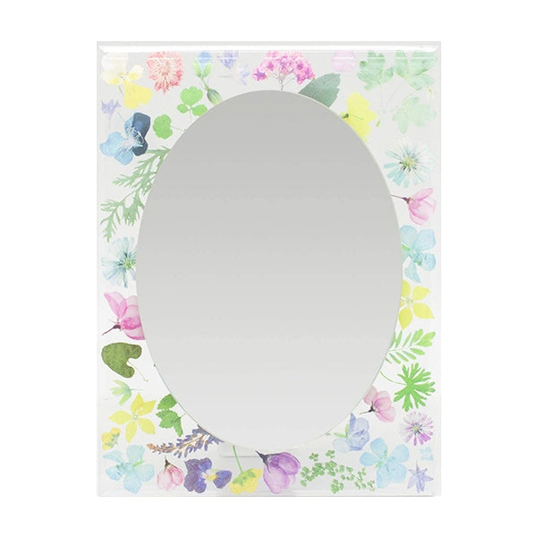 ミラー幅15cmウォールミラースタンドミラー手鏡花柄壁掛け卓上ハンドミラーミラー鏡かがみ