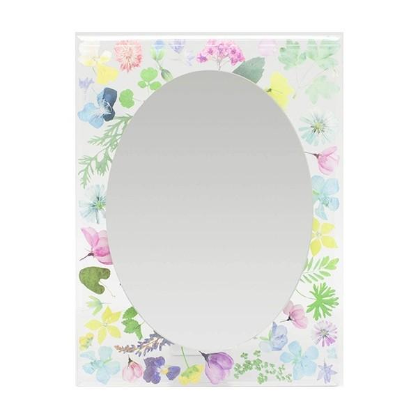 ミラー幅15cmウォールミラースタンドミラー手鏡花柄壁掛け卓上ハンドミラーミラー鏡かがみ