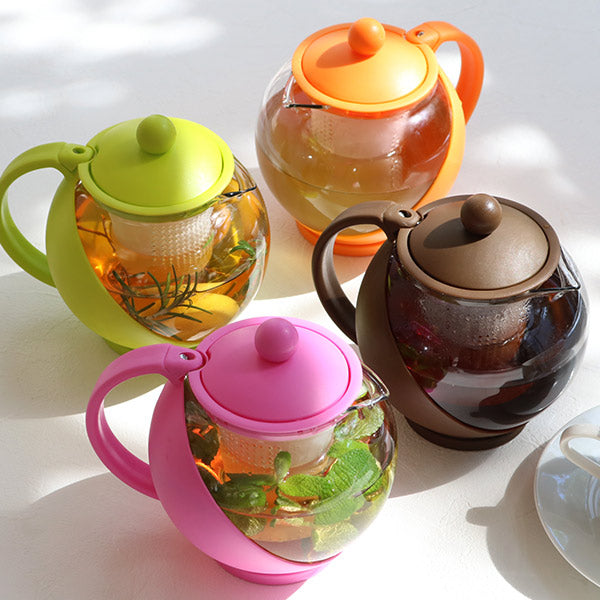 ティーポット750mlCOLORED茶こし付きガラス製急須