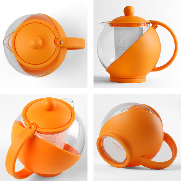 ティーポット750mlCOLORED茶こし付きガラス製急須