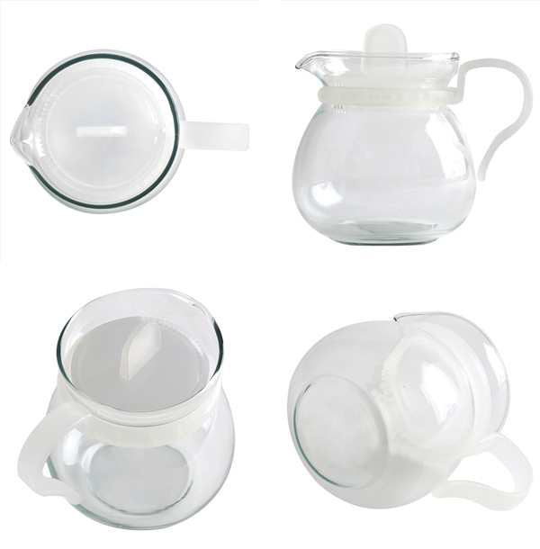 ティーポット450mlホワイト1人用ガラス製急須