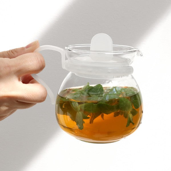 ティーポット450mlホワイト1人用ガラス製急須