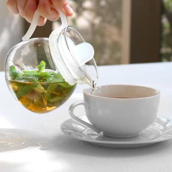 ティーポット450mlホワイト1人用ガラス製急須