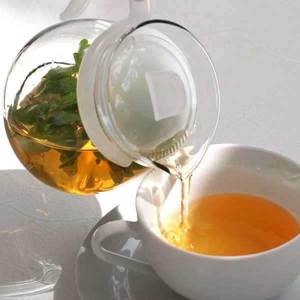 ティーポット450mlホワイト1人用ガラス製急須