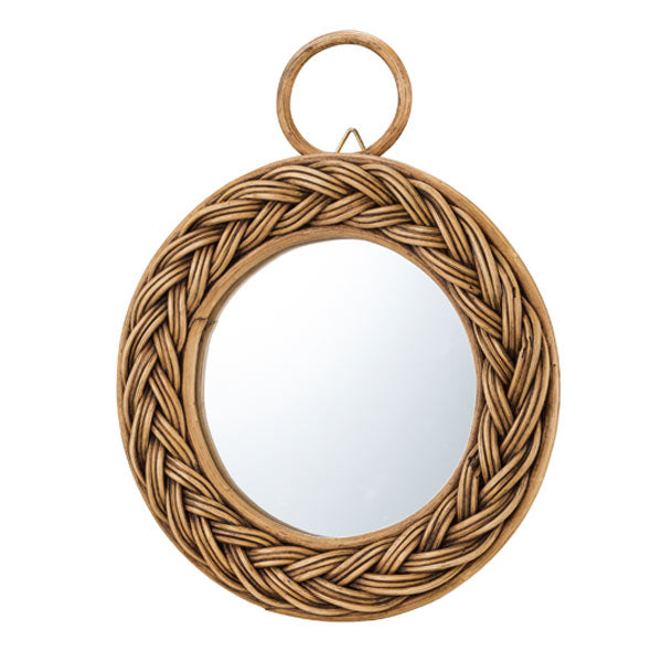 ミラー幅22cmラタン籐かがみ鏡ウォールミラー壁掛けおしゃれ