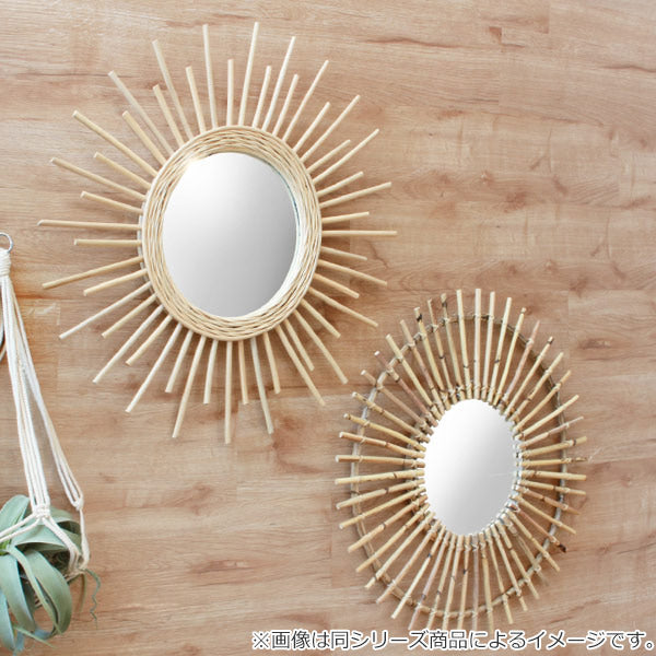 ミラー幅22cmラタン籐かがみ鏡ウォールミラー壁掛けおしゃれ