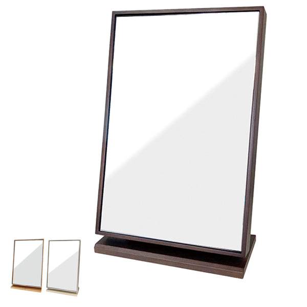 ミラー幅20cm卓上ミラー木製天然木角度調整鏡卓上鏡かがみ