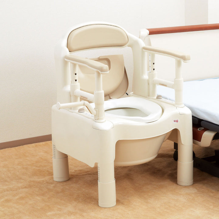 ポータブルトイレ暖房便座快適脱臭キャスター付介護用ちびくまくんシリーズ日本製