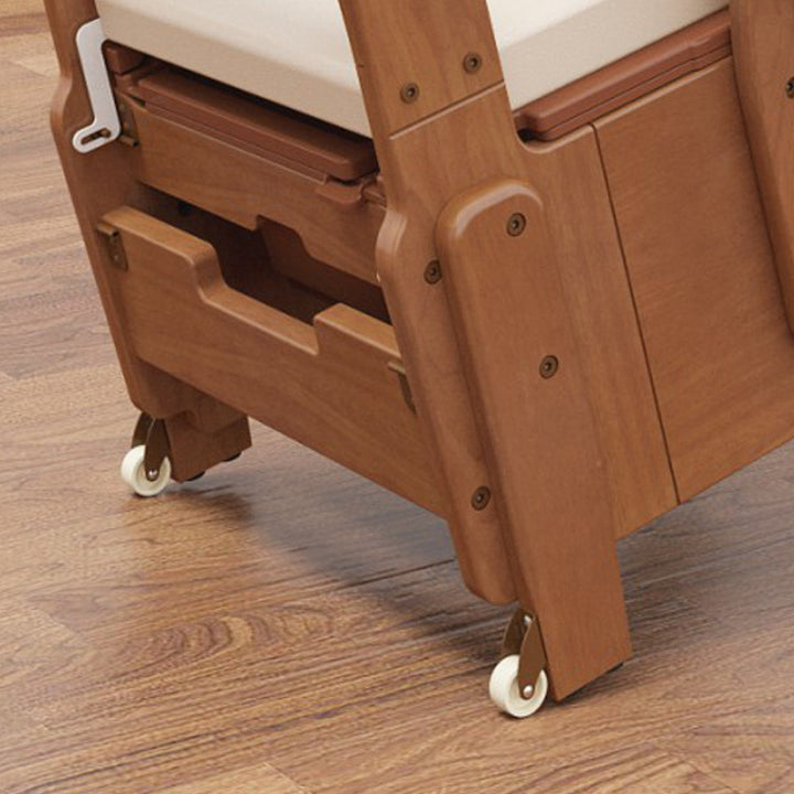 ポータブルトイレコンパクト暖房便座自動ラップキャスター付家具調セレクトRノーマルひじ掛けタイプ介護用日本製