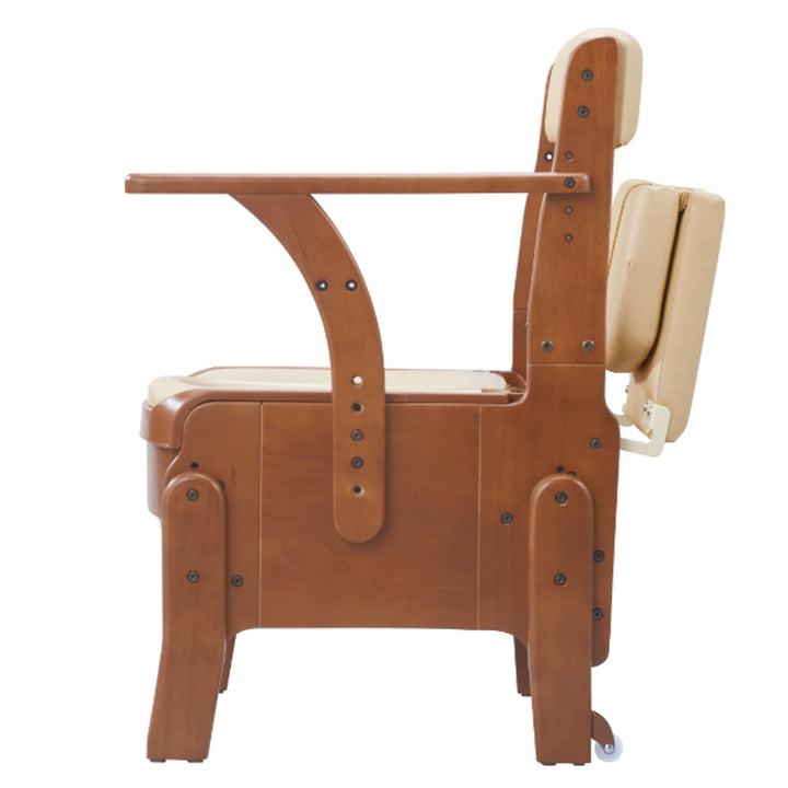 ポータブルトイレコンパクト暖房便座自動ラップキャスター付家具調セレクトRノーマルひじ掛けタイプ介護用日本製