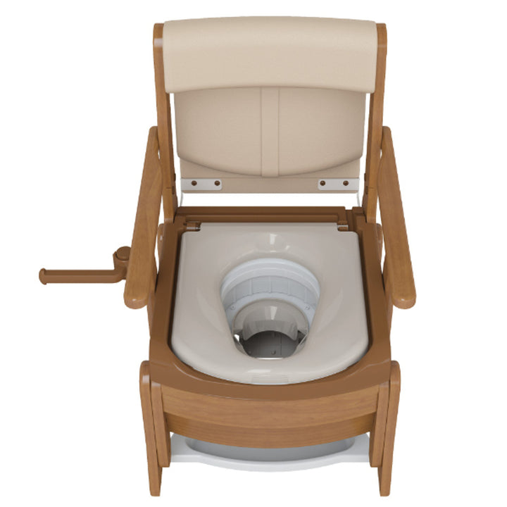 ポータブルトイレコンパクト暖房便座自動ラップキャスター付家具調セレクトRノーマルひじ掛けタイプ介護用日本製