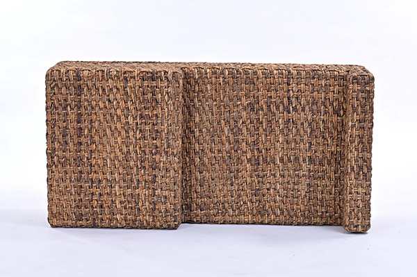 ローテーブル幅120cmガラス天板ハワイアンリゾート風バナナリーフ材Ohana