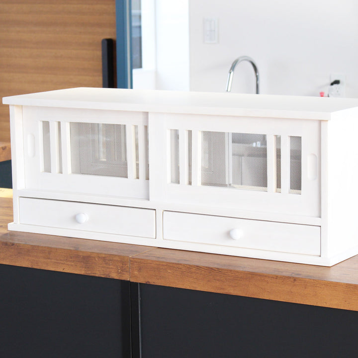 カウンターラック桐製幅80cmはい帳両面引き戸