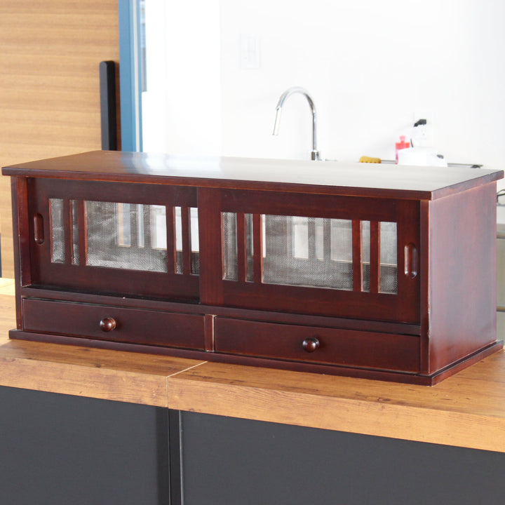 カウンターラック桐製幅80cmはい帳両面引き戸