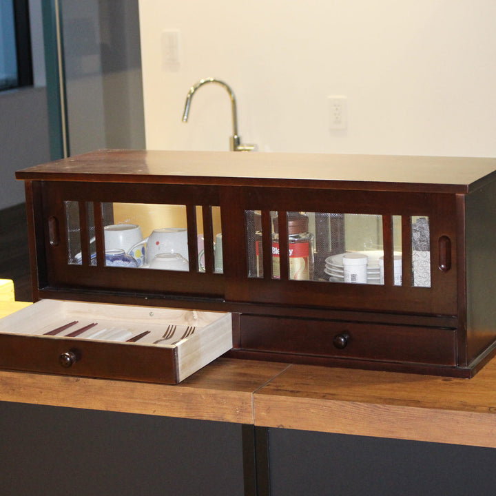 カウンターラック桐製幅80cmはい帳両面引き戸