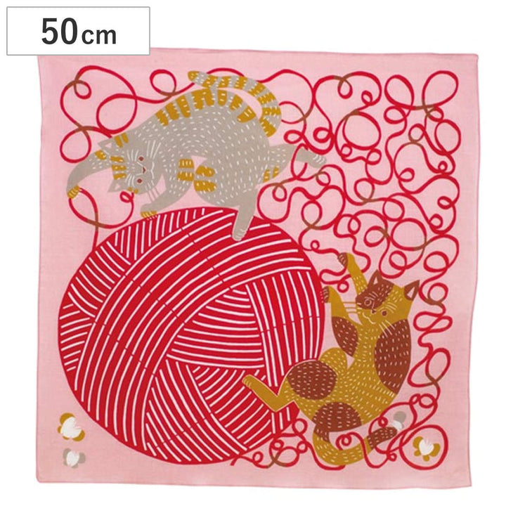 風呂敷お弁当50cmkatakataむすびネコと毛糸