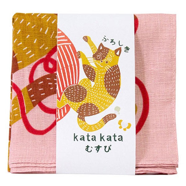 風呂敷お弁当50cmkatakataむすびネコと毛糸