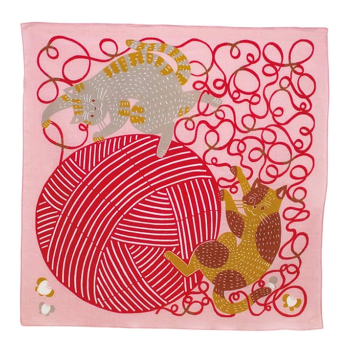 風呂敷お弁当50cmkatakataむすびネコと毛糸