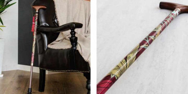 杖ウィリアムモリスハニーサックル＆チューリップ伸縮軽量おしゃれ女性介護