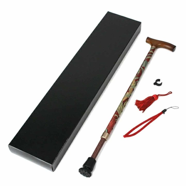 杖ウィリアムモリスハニーサックル＆チューリップ伸縮軽量おしゃれ女性介護