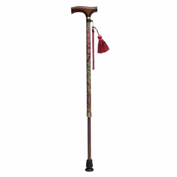 杖ウィリアムモリスハニーサックル＆チューリップ伸縮軽量おしゃれ女性介護