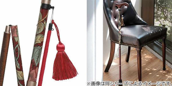 杖ウィリアムモリスハニーサックル＆チューリップ折りたたみ軽量おしゃれ女性介護