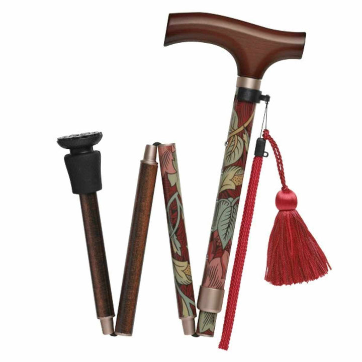 杖ウィリアムモリスハニーサックル＆チューリップ折りたたみ軽量おしゃれ女性介護